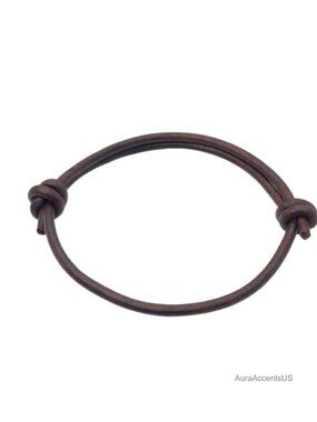 Men's Genuine Leather Bracelet, Handmade Adjustable Sliding Knot Cuff,